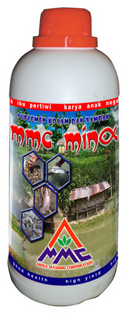 MMC MINA merupakan produck yang terbuat dari bahan bahan alami dan diformulasikan khusus untuk budidaya ikan/udang. Nutrisi yang terkandung di MMC MINA siap diserap oleh phitoplankton juga dilengkapi dengan probiotik yang berfungsi untuk menetralisir racun dan merombak bahan-bahan organik yang tertumpuk di kolam sebagai akibat pakan yang berlebihan dan kotoran ikan/udang.